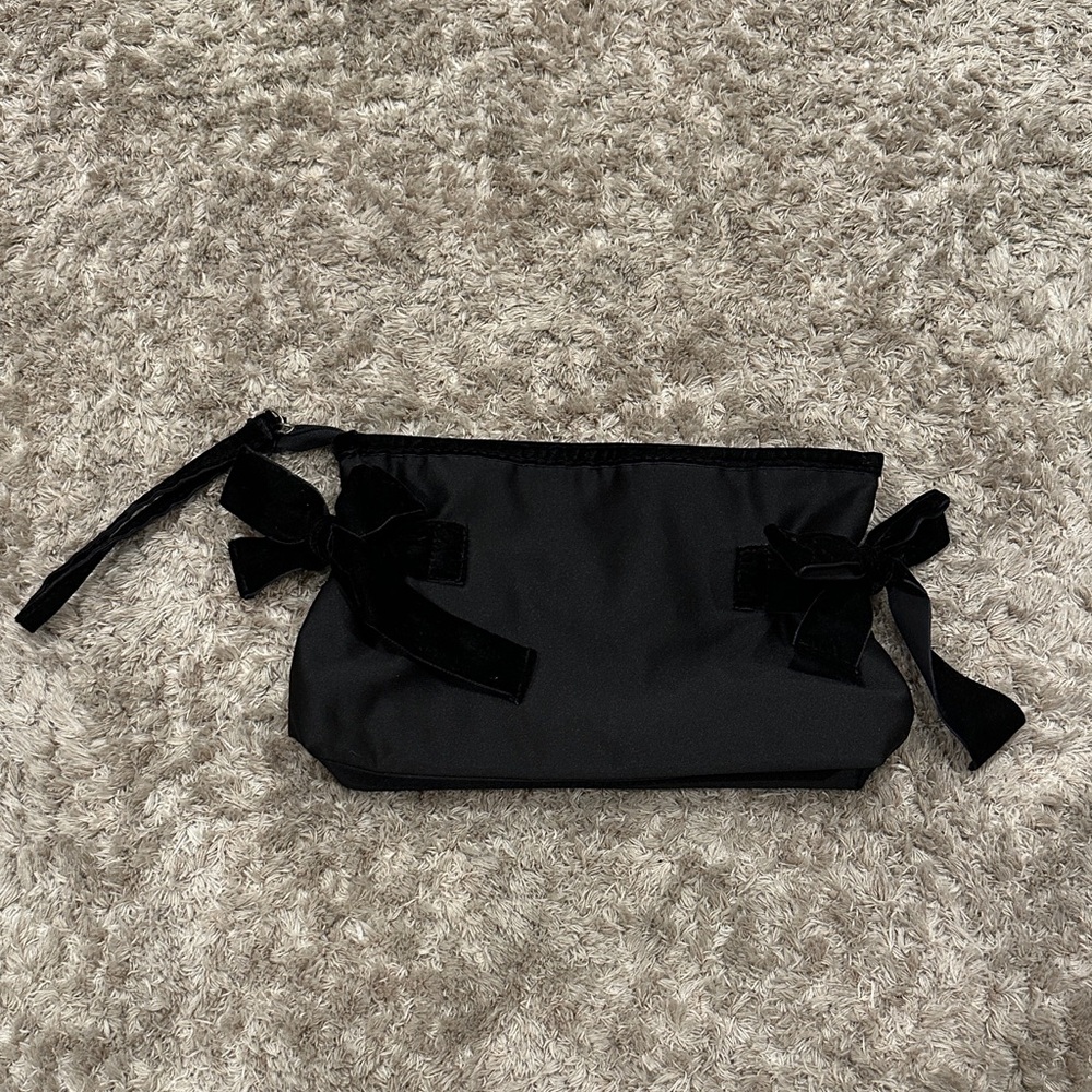 Rachel Zoe Black Cosmetic Bag with Bow Details